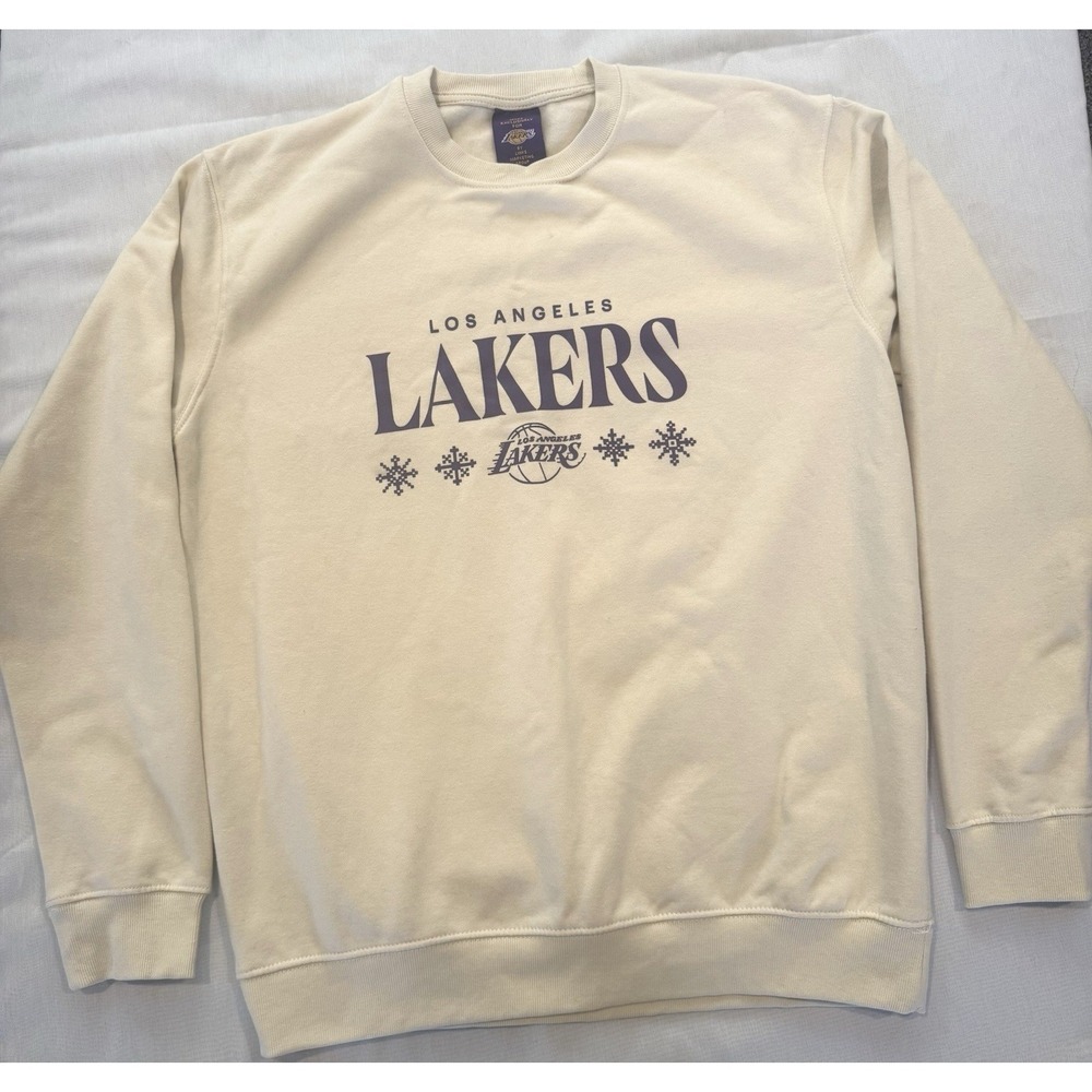 Lakers "Holiday" Sweatshirt Unisex Size XL  Ivory-ish Color Los Angeles  A5
